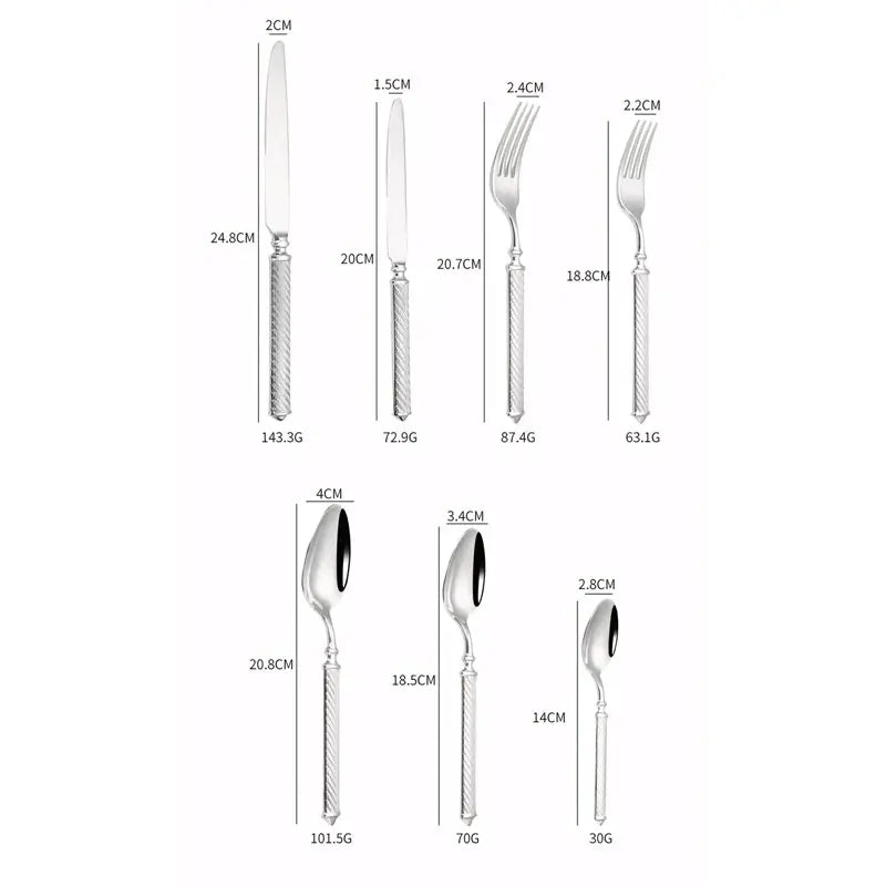 Silverware dimensions chart