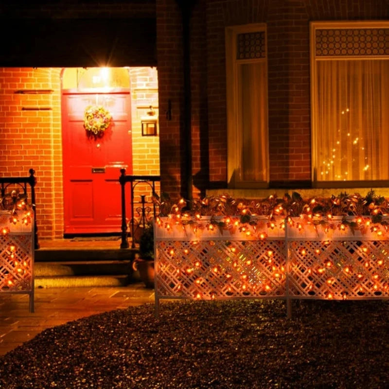Softly glowing Maple String Lights with wooden maple leaves for cozy, nature-inspired ambiance.