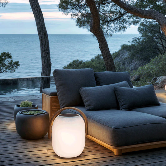 Contemporary outdoor LED light with warm white illumination