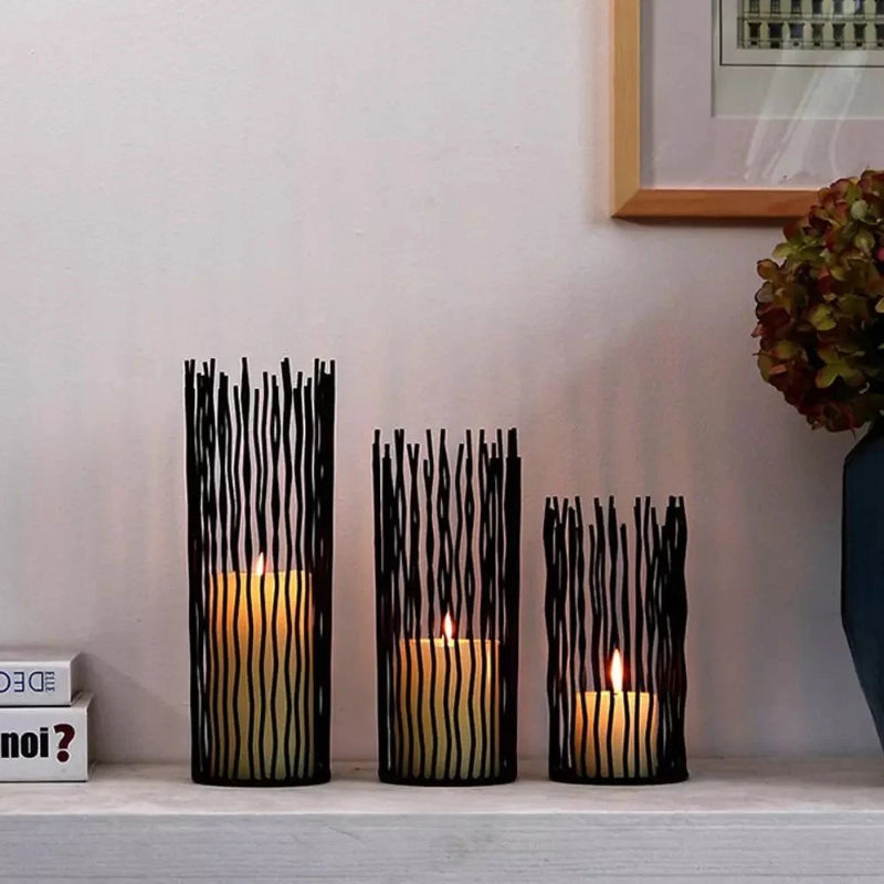 Minimalist iron candle stands, perfect for adding a refined touch to your home with a classic design.