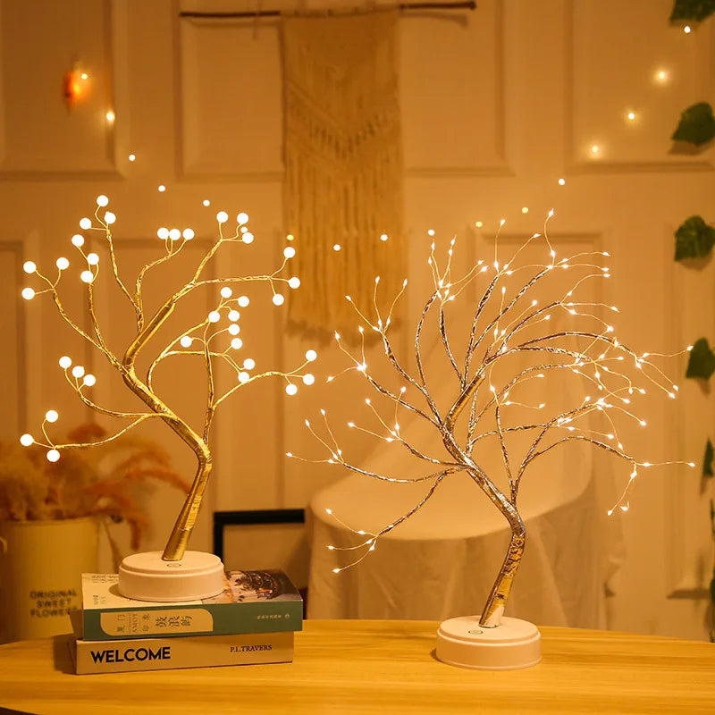 Firefly tree lamp featuring delicate branches and twinkling LED lights.