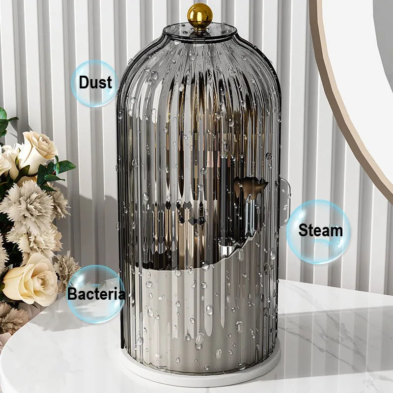 Rotating makeup organizer, ideal for brushes, lipsticks, and small beauty essentials.