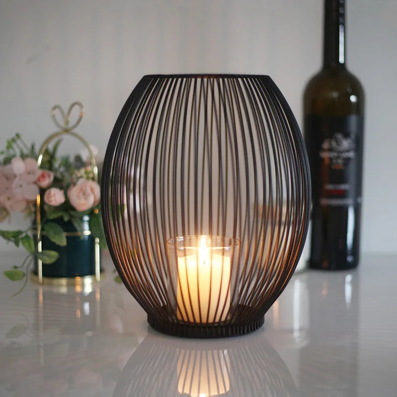 Chic iron candle holder, ideal for creating a cozy and atmospheric ambiance in your home or office.