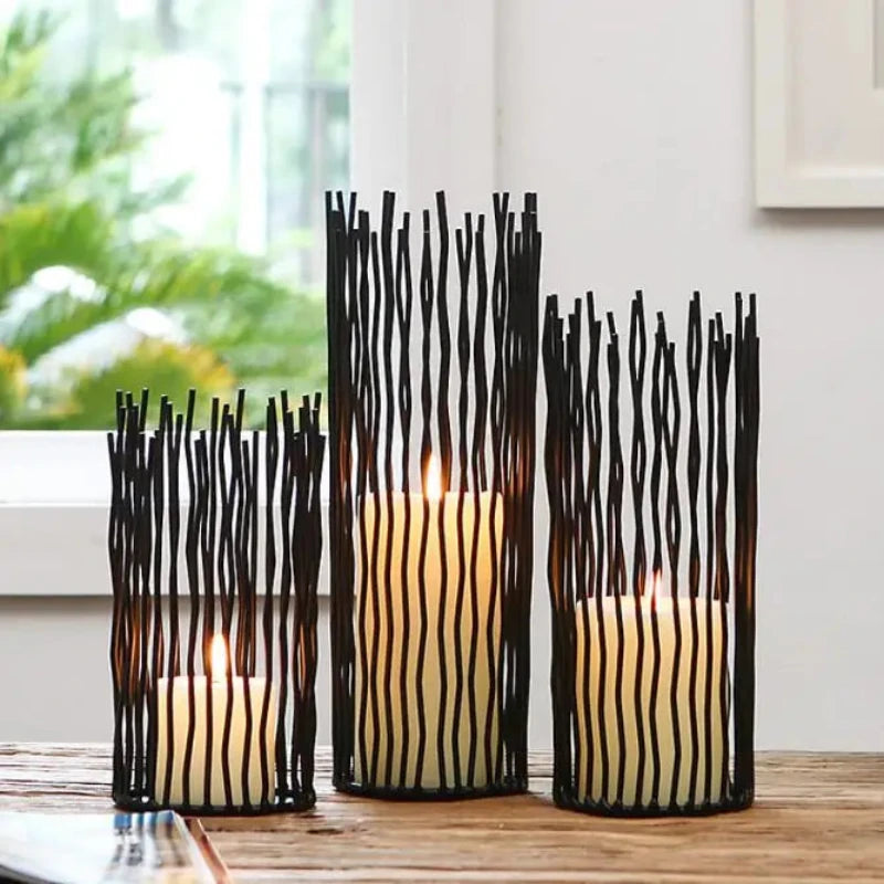 Contemporary iron candle stands, perfect for elevating your decor with a chic and timeless look.