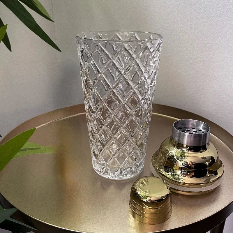 Stylish glass cocktail shaker designed for crafting professional-quality cocktails.