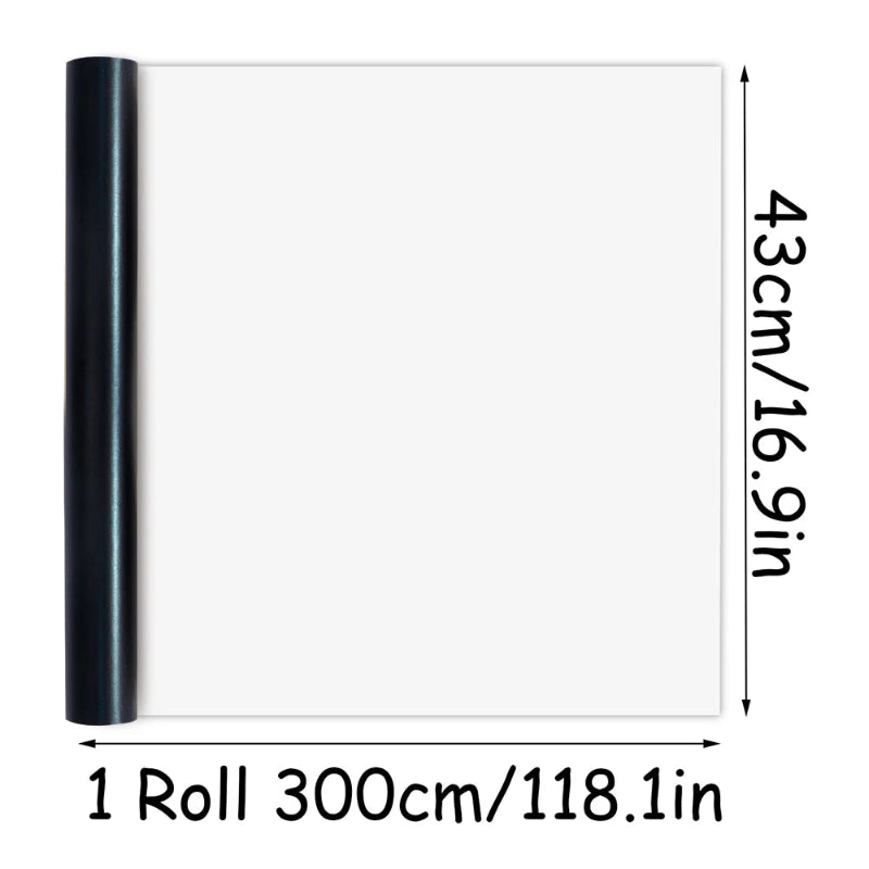 Roll of white paper with dimensions labeled on a white background