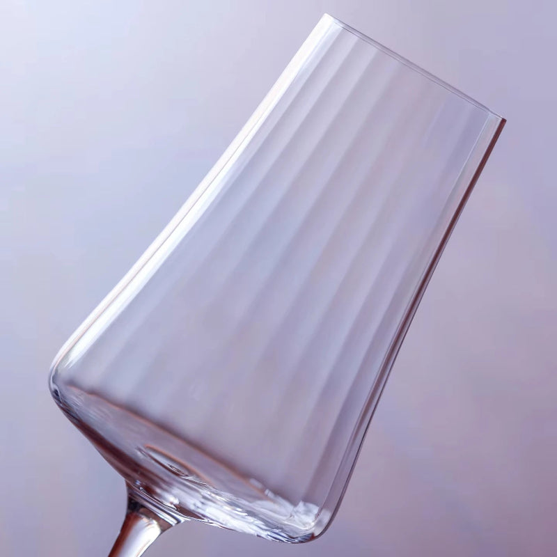 A clear, fluted glass.