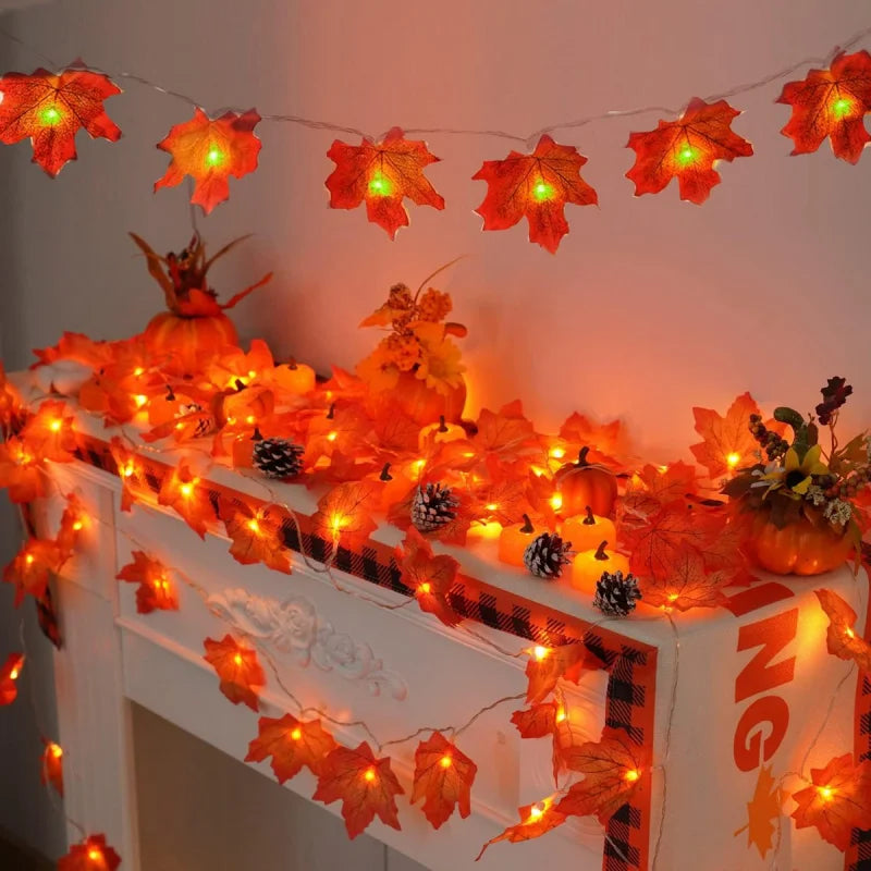 Charming Maple String Lights for rustic-inspired decor, adding warmth to any space.