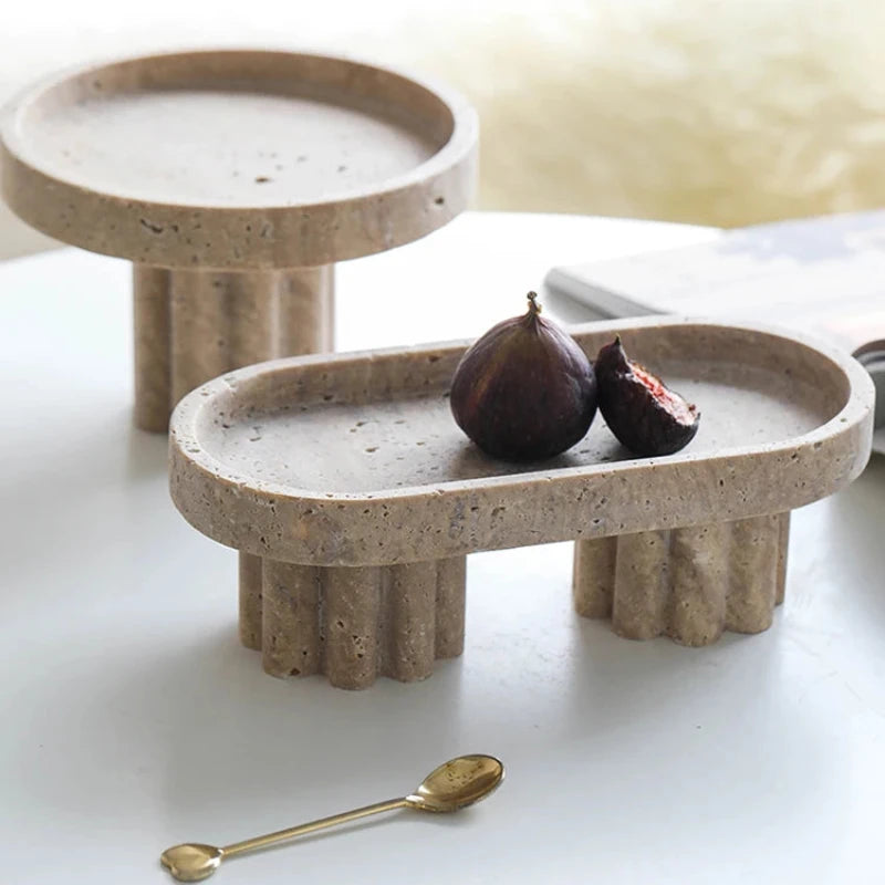 Luxury Stone Tray with smooth, natural stone surface for serving or decorative use.