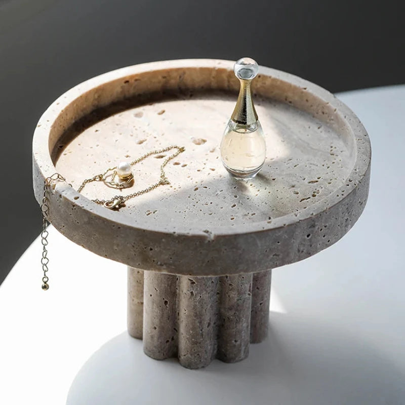 Stylish Stone Tray for holding candles, jewelry, or small decor items.