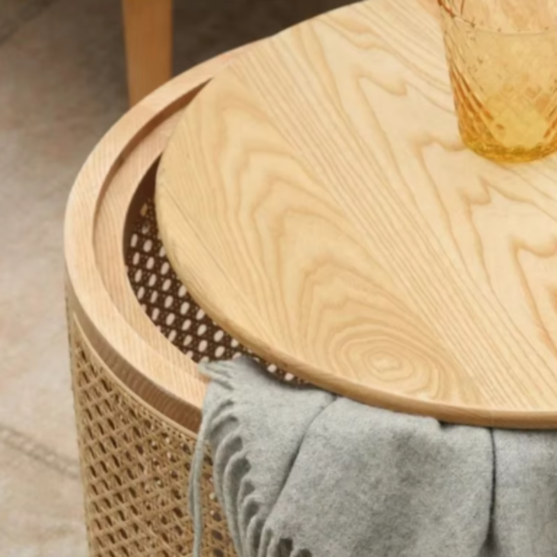 Stylish rattan storage table, perfect for adding texture and functionality.