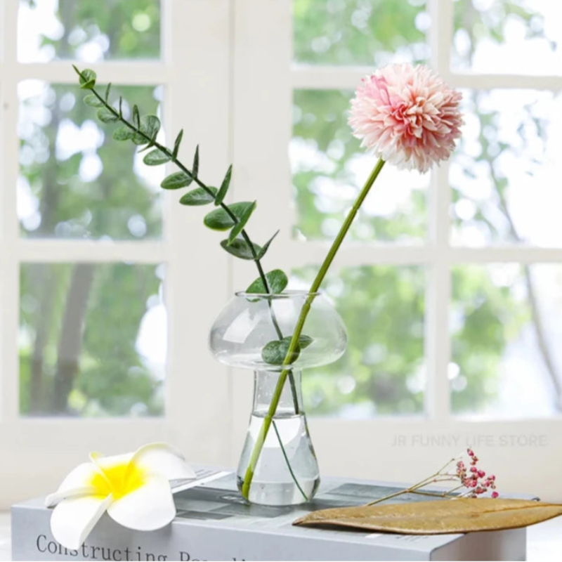 Mushroom Glasses with unique stem detailing, ideal for quirky home decor or special occasions.