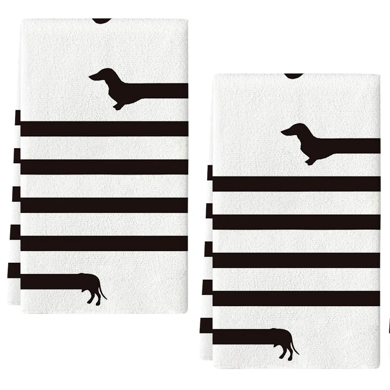 Dachshund Striped Tea Towels (Set of 2)