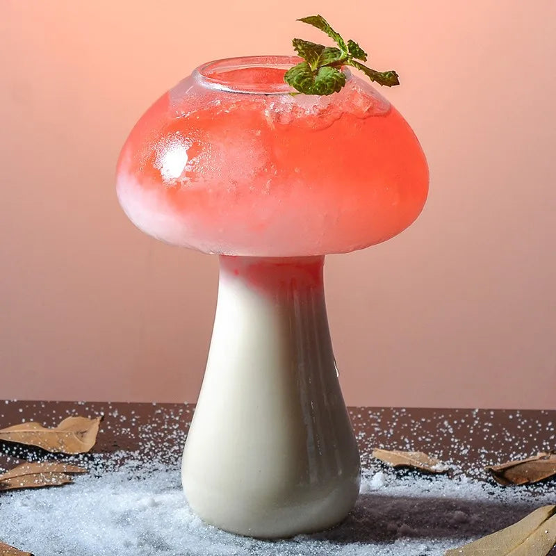 Glass Mushroom Cups with distinctive mushroom-inspired design, adding fun to any gathering.