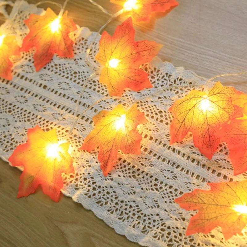 Maple Leaf String Lights with energy-efficient LED lights for a cozy and inviting ambiance.
