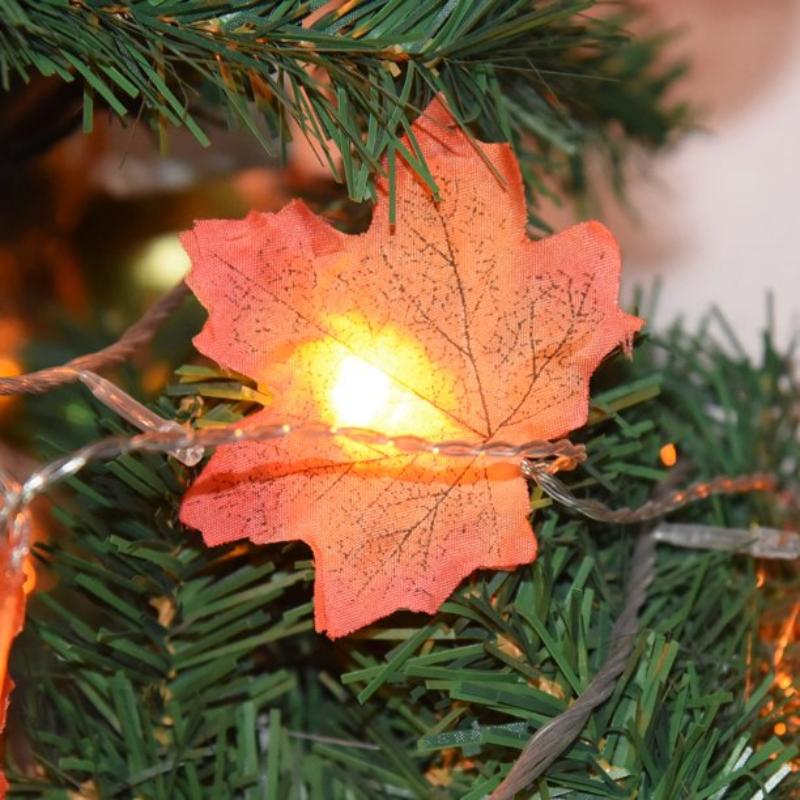 Maple String Lights featuring natural wooden leaves, perfect for creating a cozy, inviting space.