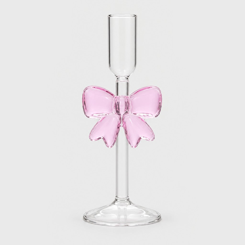 Pink Bow Candle Holders, Set of 3