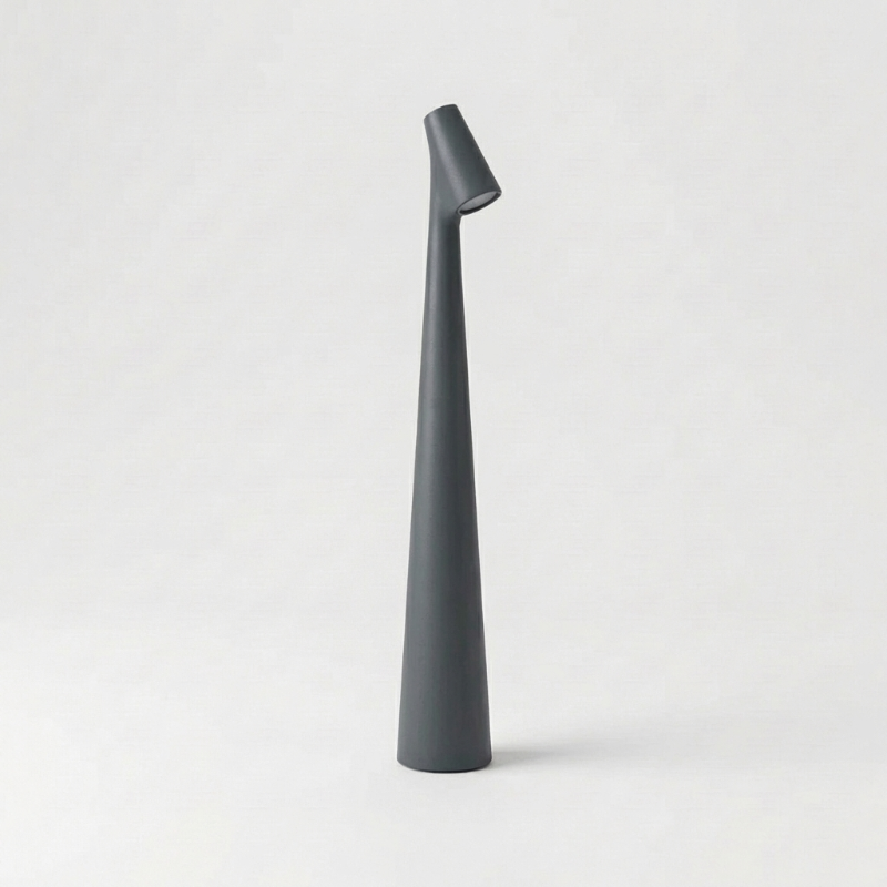 Grey portable LED table lamp with soft LED glow