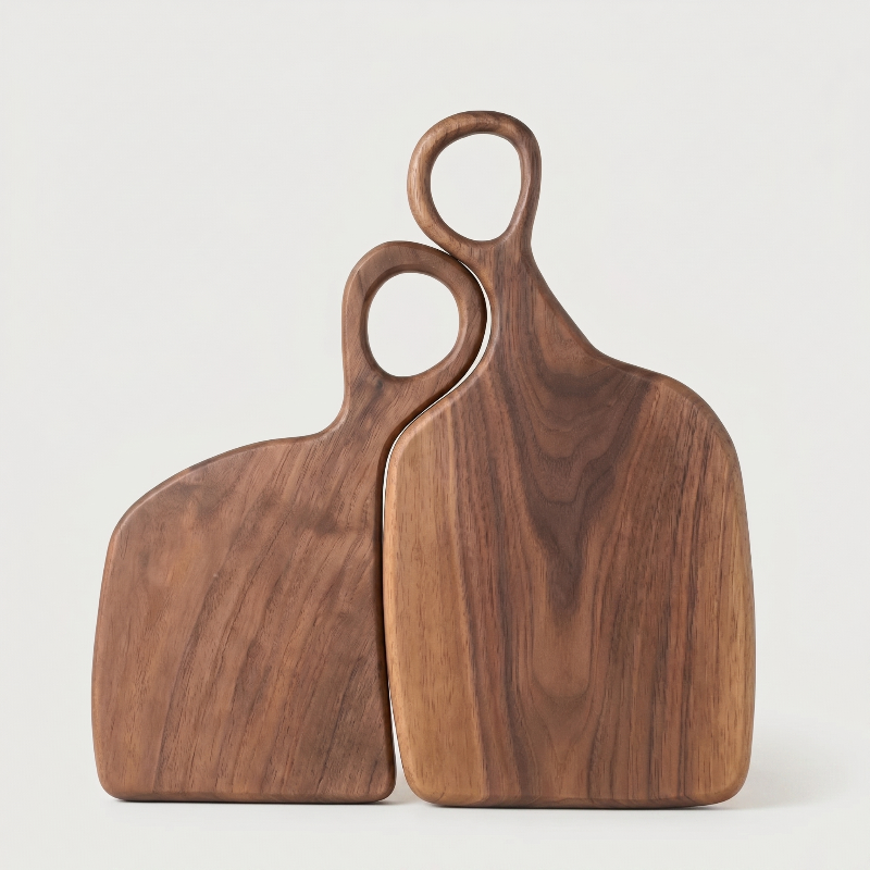 Walnut cutting boards set of 2 on white background