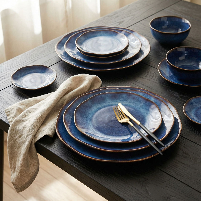 Blue Wave Kiln Dish Sets Handcrafted Ceramic Tableware | Kiyo Home