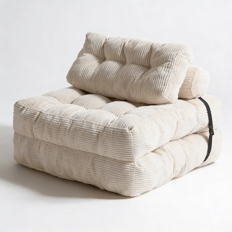 Beige cushioned chair on a white background