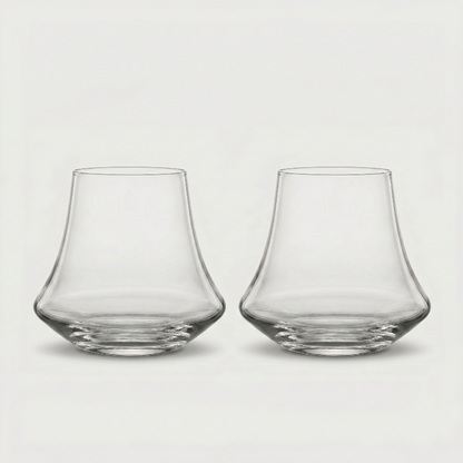 Set of two 10-oz. double old-fashioned whiskey glasses on white background