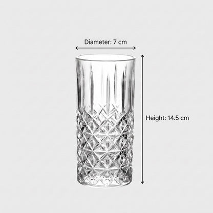 Dimension diagram of the 11oz highball glass showing height and diameter