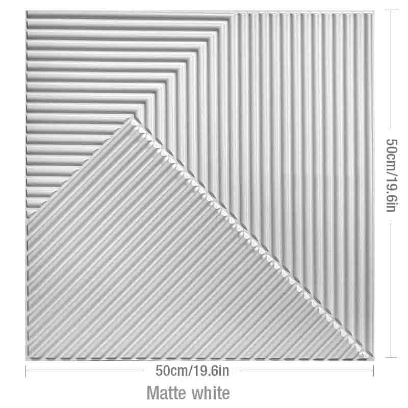 Matte white 3D geometric wall panel, 50cm square.