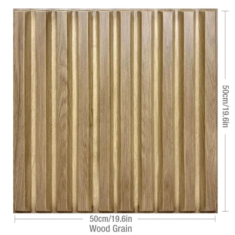 50cm x 50cm wood grain slatted decorative panel.