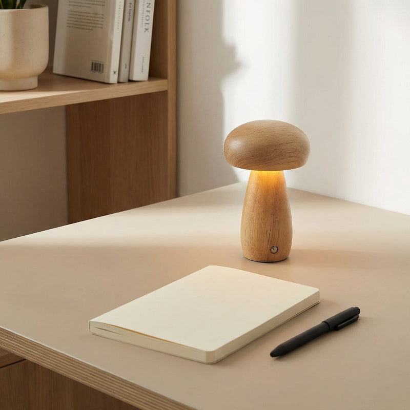 Wooden Mushroom Table Lamps