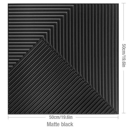 Matte black 3D geometric wall panel, 50cm square.