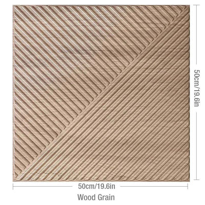 Wood grain 3D wall panel with diagonal ridges, 50cm square.
