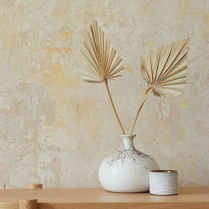 Palm fan leaf 2-piece set in natural tones, showcasing a minimalist boho style for home decor.