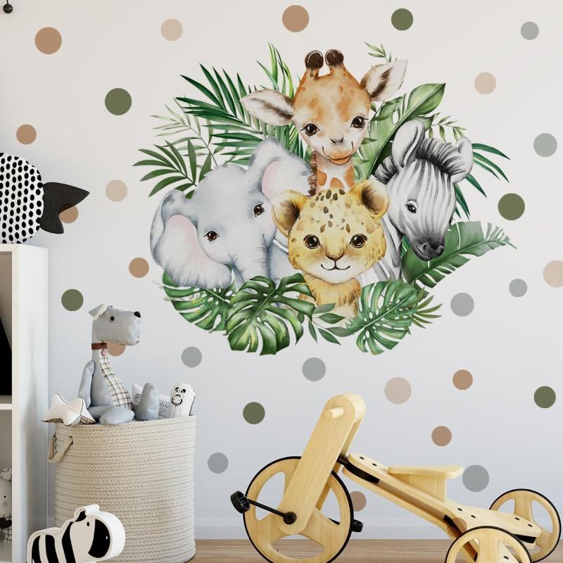 lose-up of the high-quality vinyl animal wall stickers, highlighting the smooth, vibrant finish and easy peel-and-stick application.