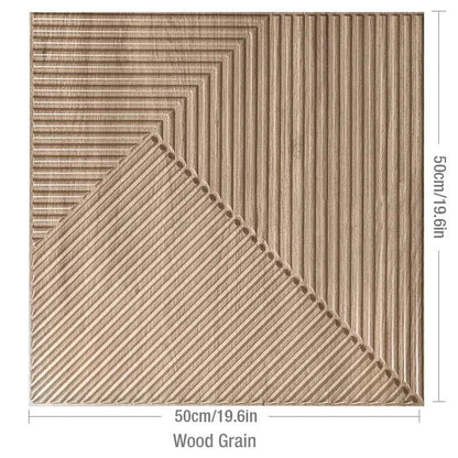 Wood grain 3D geometric wall panel, 50cm square.