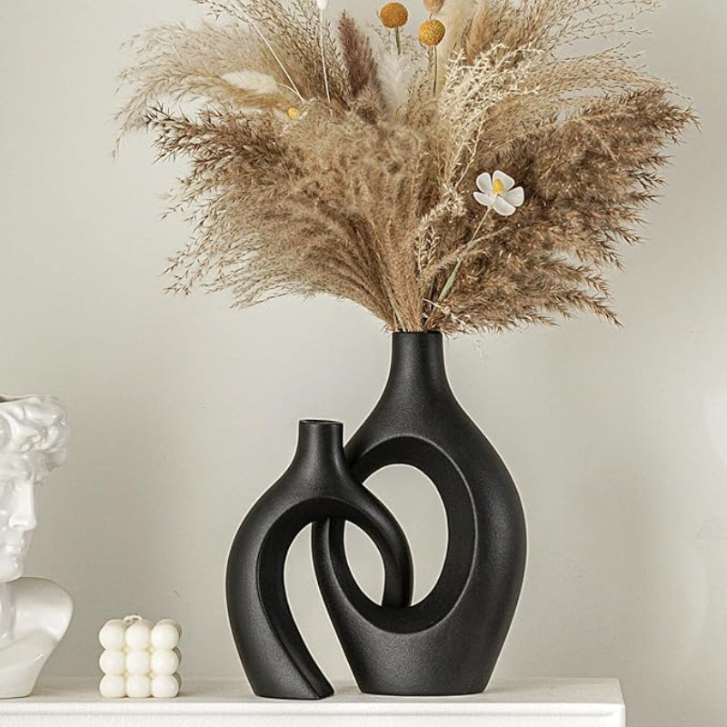 "Nordic Vase 2pc Set in neutral hues, perfect for creating an understated yet stylish display.