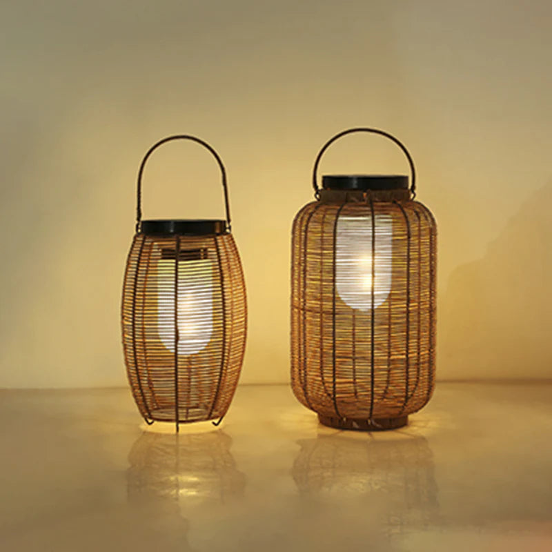 Solar Rattan Floor Lanterns