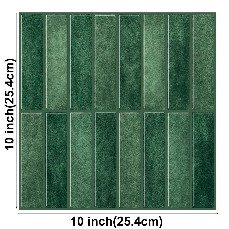 Green subway tile sheet, 10x10 inches.