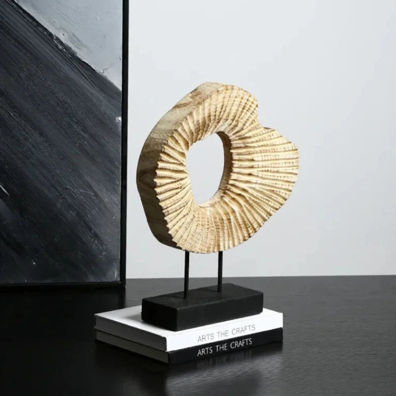 Artisanal wooden sculpture designed to add a touch of warmth and elegance to any space.