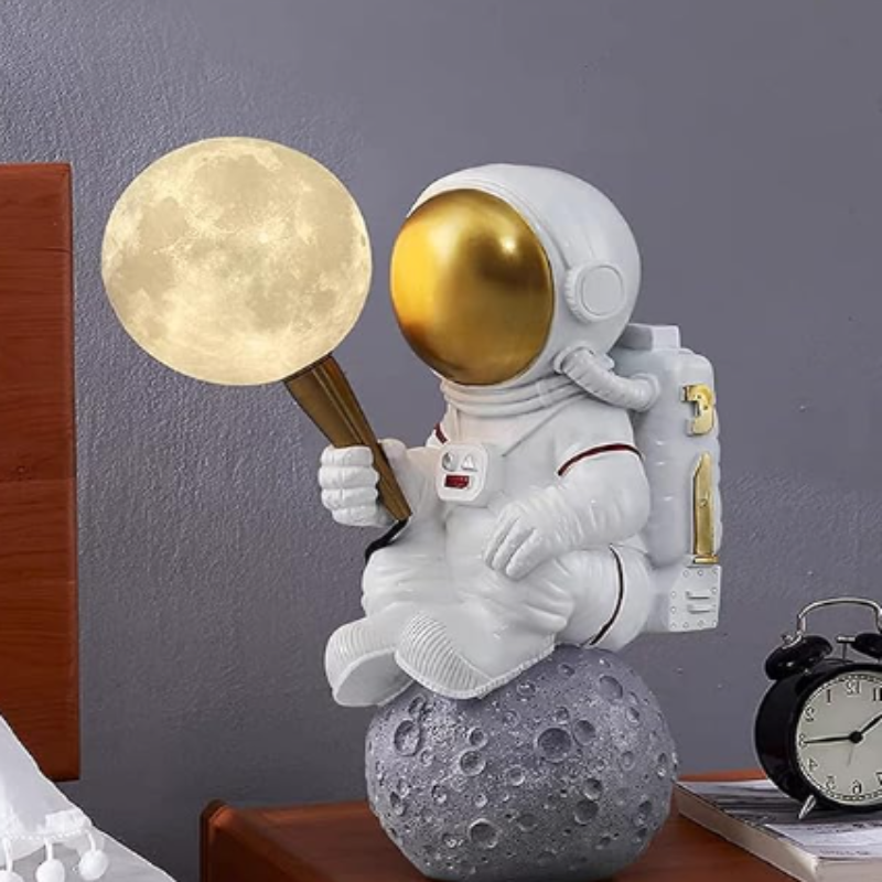 Show off the Astronaut Lamp’s nightlight function, where the astronaut’s glowing light casts a soft, calming glow in the room. It’s the perfect companion for your little astronaut’s bedtime routine or to add a cool, ambient glow to any space.