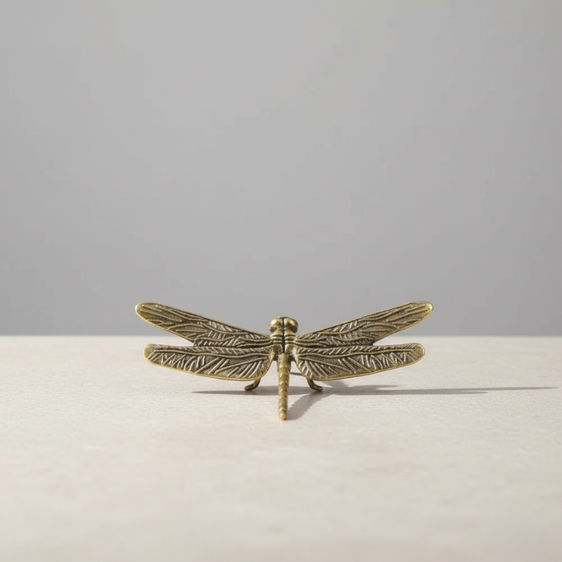 Brass Dragonfly sculpture with open wings – elegant nature-inspired decor by Kiyo Home