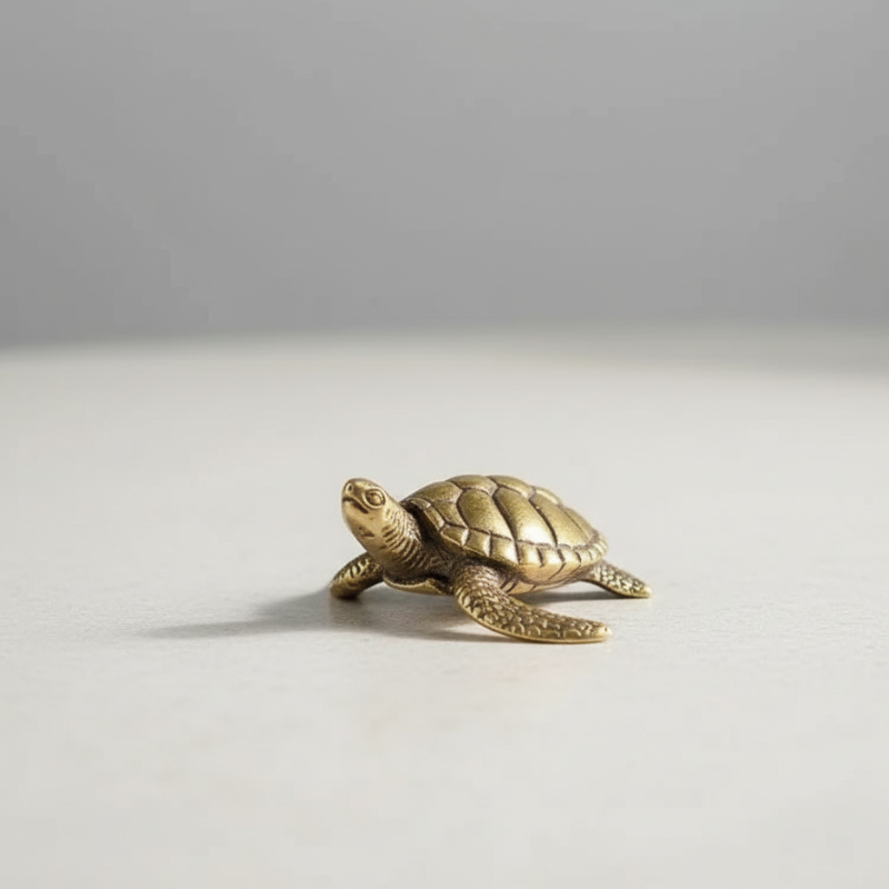 Brass Turtle sculpture on white background – handcrafted coastal home decor by Kiyo Home