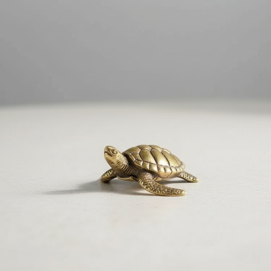Brass Turtle sculpture on white background – handcrafted coastal home decor by Kiyo Home