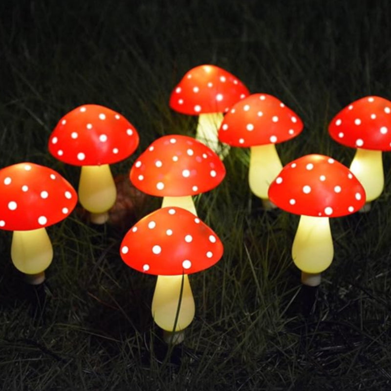 Bright and decorative solar mushroom lights, a delightful addition to paths and flower beds.