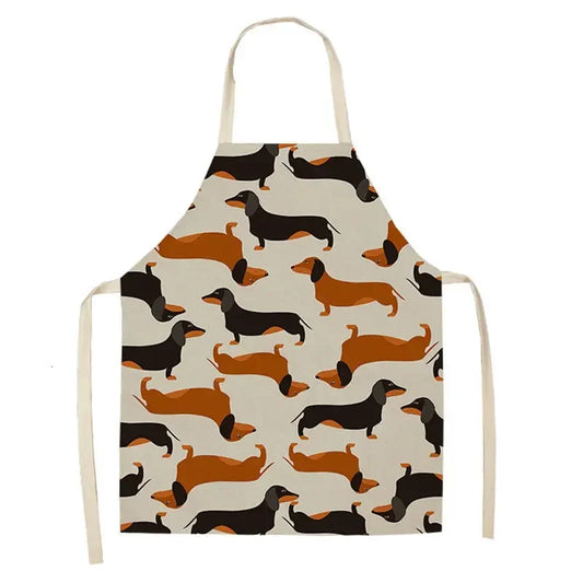 Playful kitchen apron featuring a charming Dachshund print, perfect for dog-loving chefs.