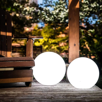 Luminous garden ball lights creating a whimsical and inviting outdoor atmosphere.