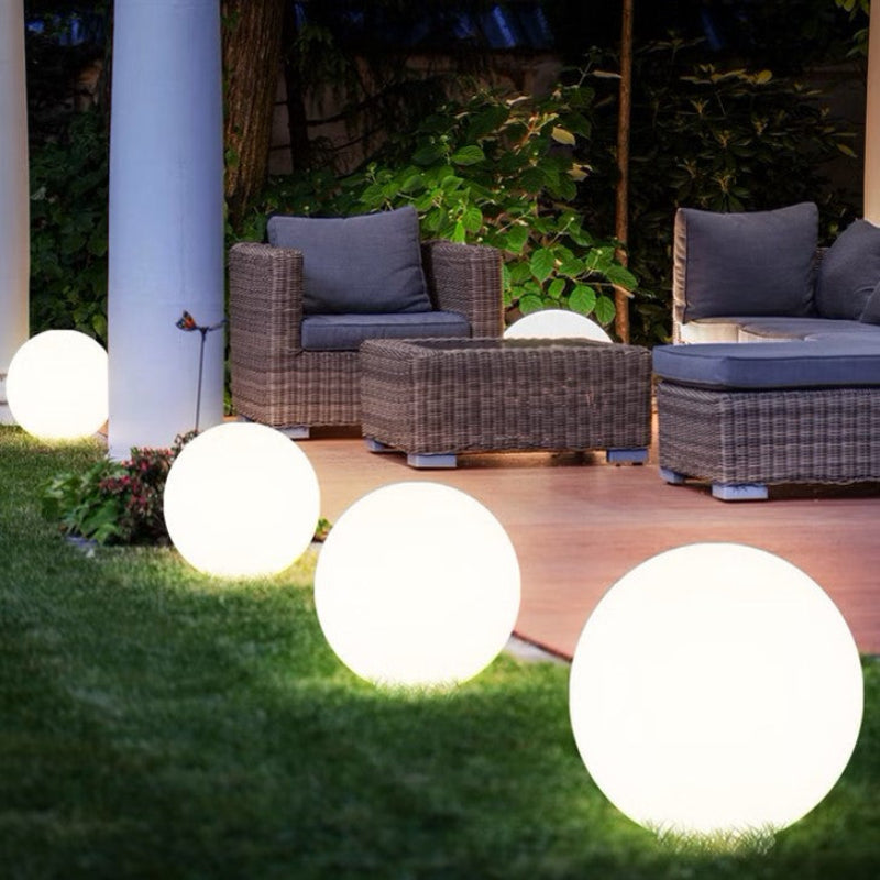 Bright, colorful garden ball lights creating a welcoming atmosphere in the garden.