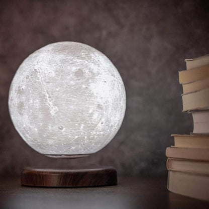 Floating moon lamp showcasing intricate craters and a mesmerizing levitation effect.