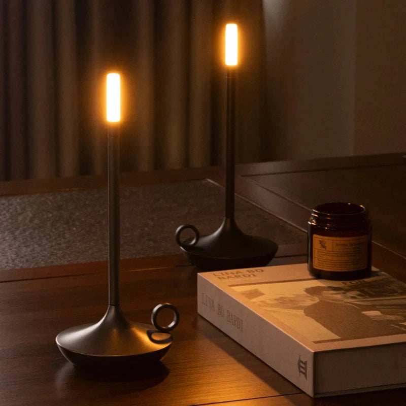 Decorative candle lamp perfect for bedside, outdoor, or travel lighting.