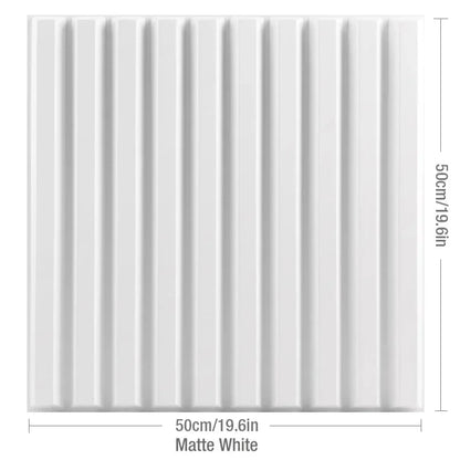 50cm x 50cm matte white slatted decorative panel.